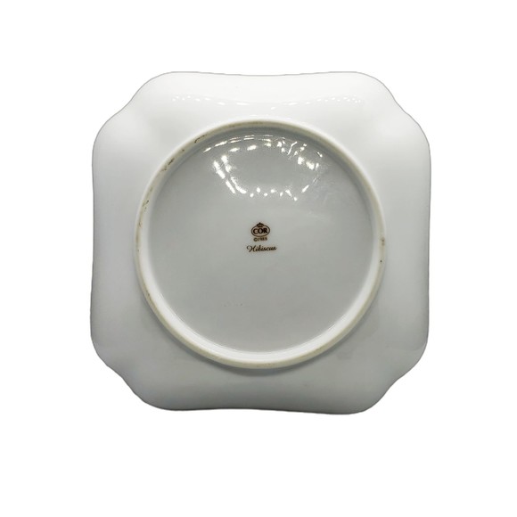 Charming 1988 COR Japan Hibiscus Octagonal Trinket Dish with Elegant Florals - Picture 3 of 4